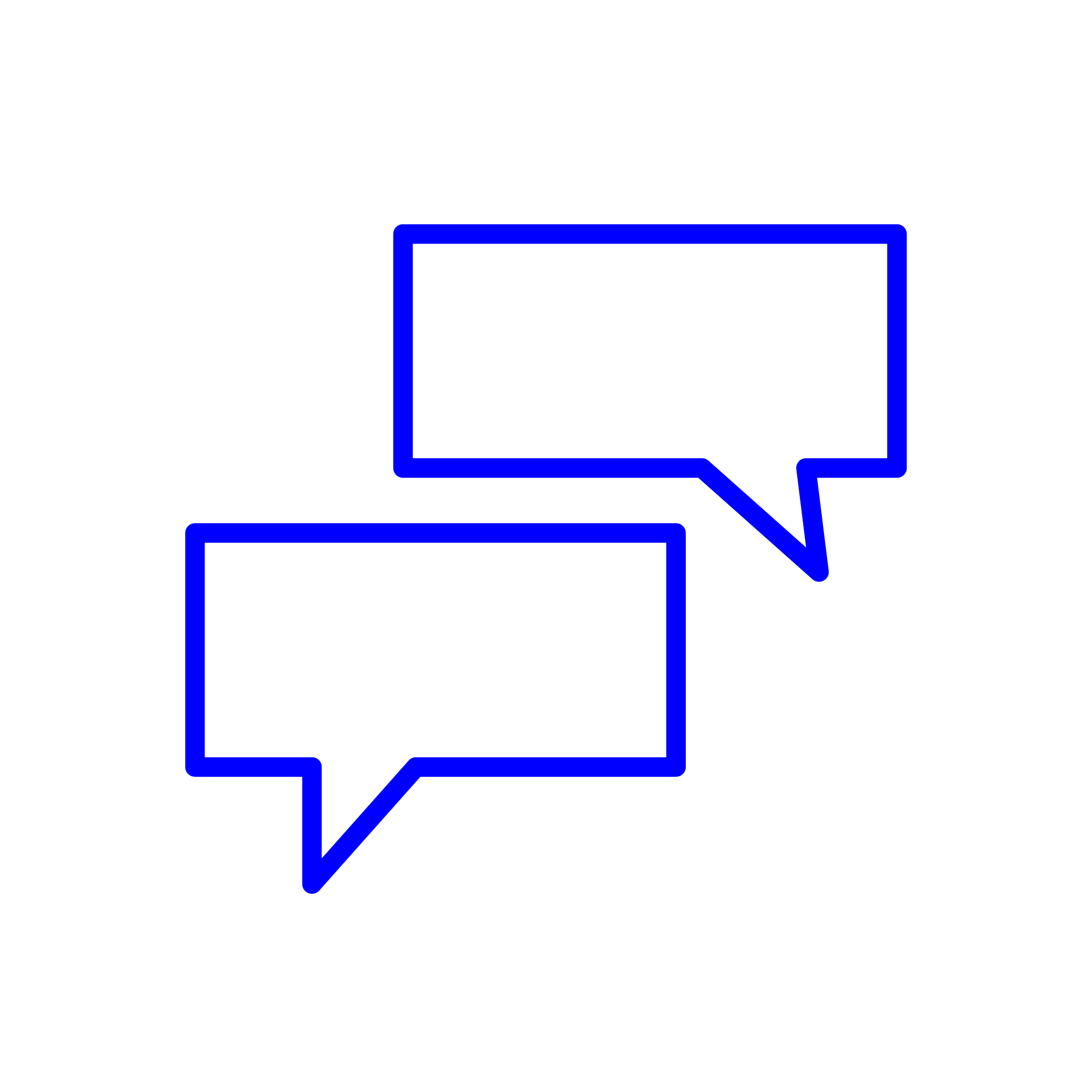 Abstract graphical representation of two call bubbles as a symbol for support requests