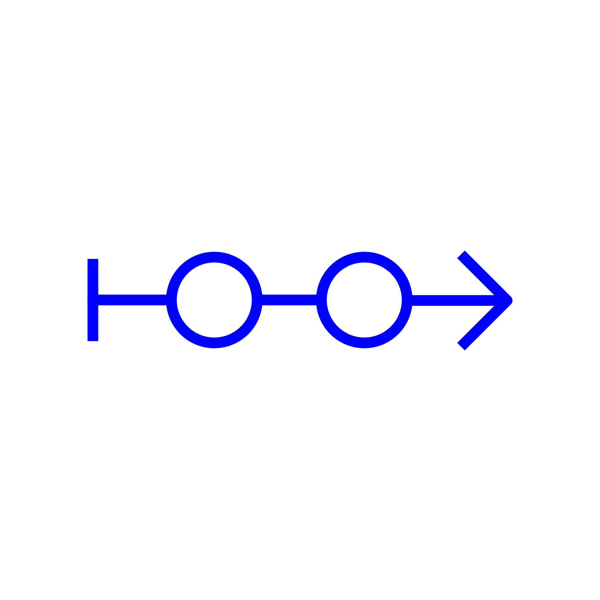 Abstract graphic representation of an arrow with two circles as stations as a symbol for support during a process