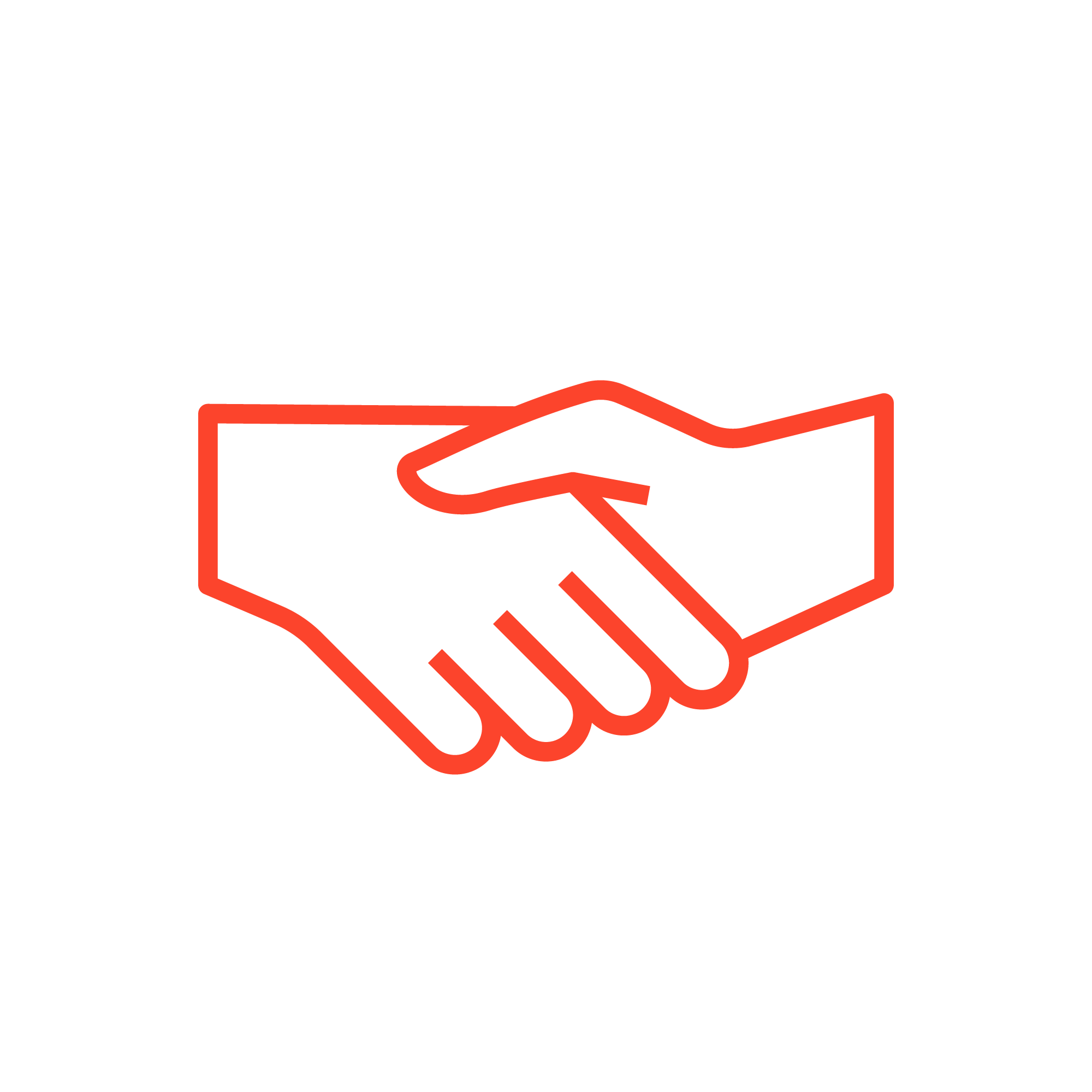 Abstrakte grafische Darstellung eines Handschlages als Symbol für neue Herangehensweisen für die eigene Arbeit