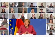 Screenshot vom Online-Meeting mit der Bundeskanzlerin Dr. Angela Merkel beim DigitalService.
